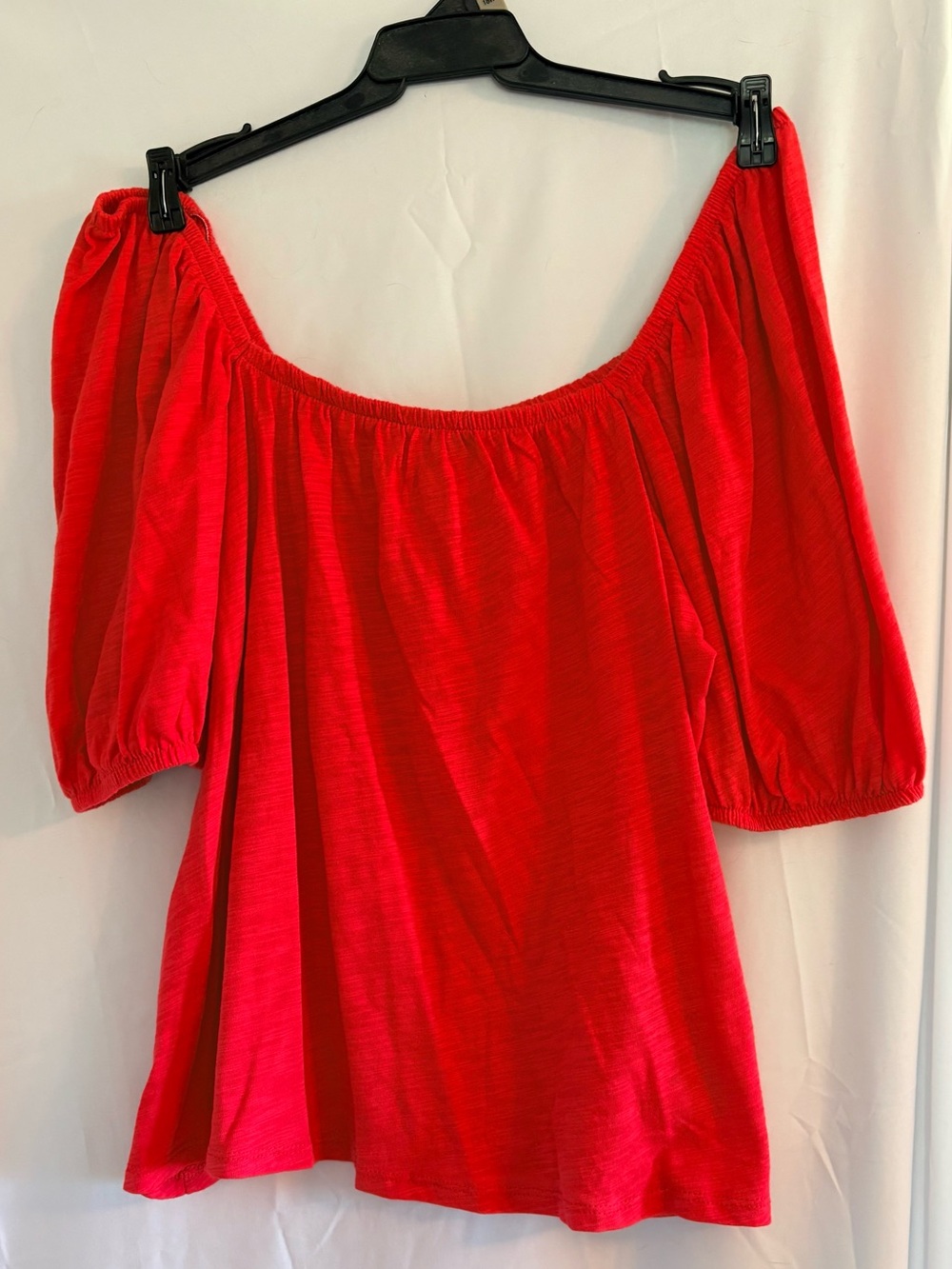 TWO - Old Navy Off-Shoulder Puff Sleeve Tunic Top - 1 Red NWOT, 1 Blue NWT